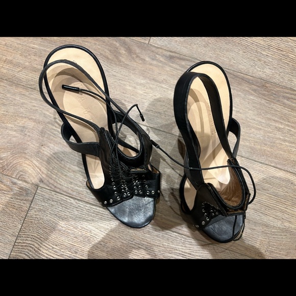 High heel L.A.M.B. black leather sandals - Picture 2 of 5